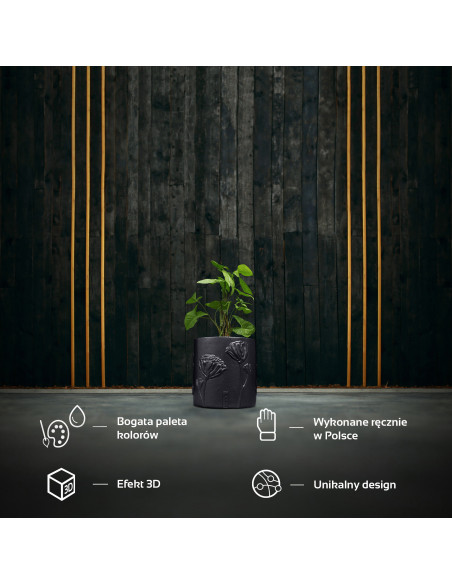 Donica Flower Deco Black Metallic 13 cm