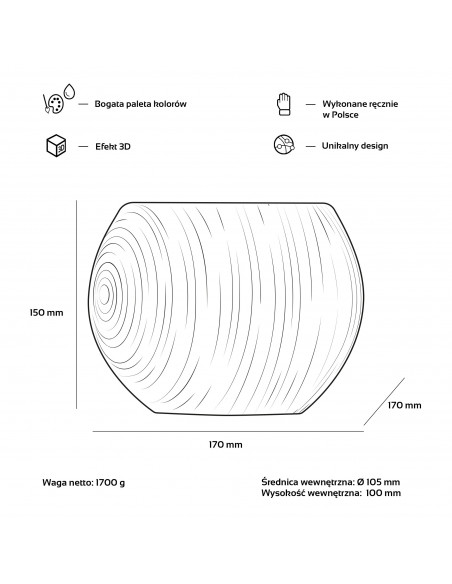 Donica Solid Lines Silver Poli  10 cm
