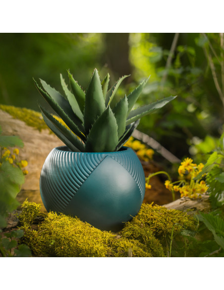 Donica Half Lines Dark Turquoise Poli  12 cm