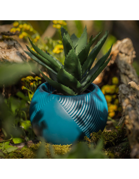 Donica Half Lines Dark Turquoise Poli  12 cm