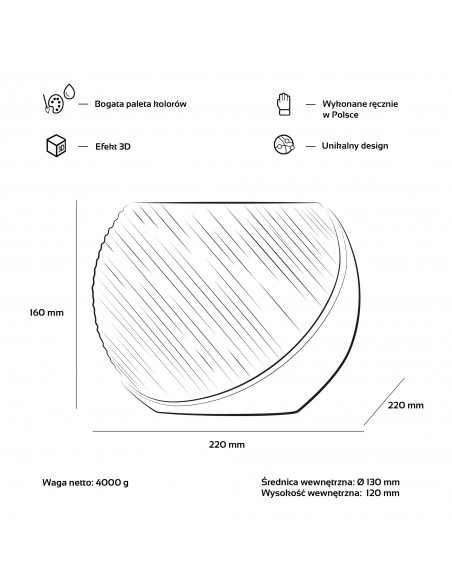 Donica Half Lines Light Beige Poli  12 cm