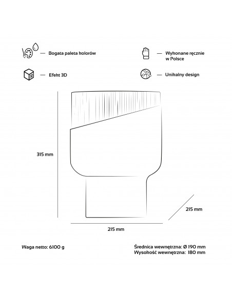 Donica Hidden Lines Black Matt Poli 18 cm